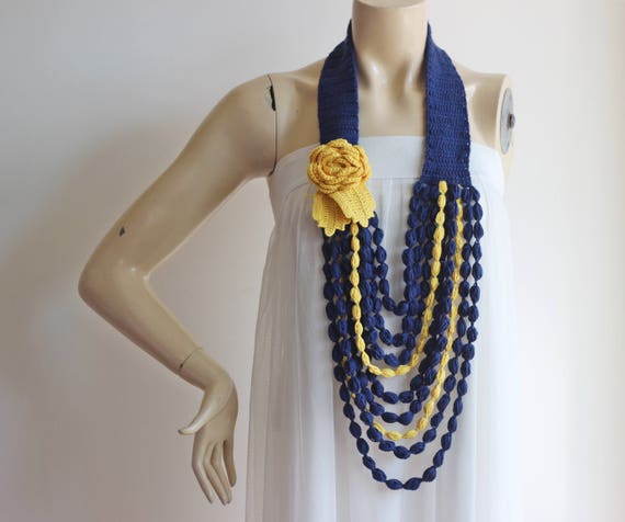 Navy and shop yellow necklace