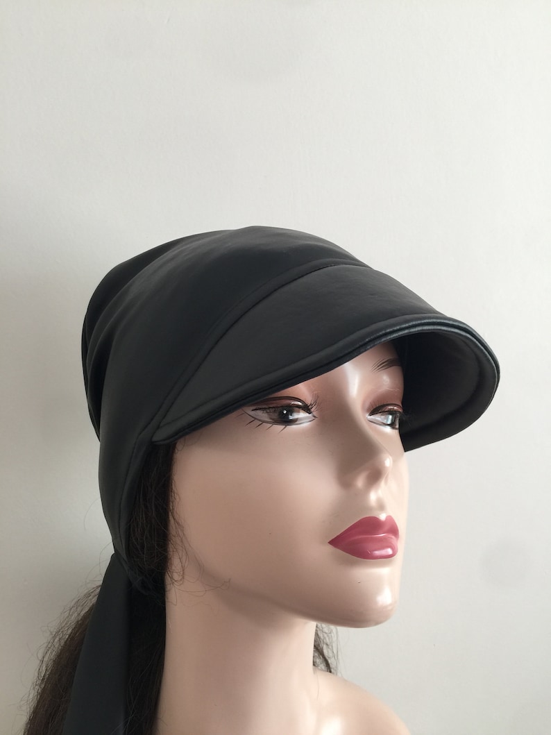 Sun Visor Cap With Ties Pu Leather Hair Bandana brim Visor Etsy
