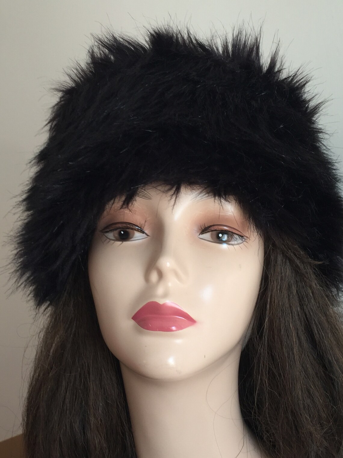 Black Fur Pillbox Hat Vintage Style Russian Cossack Women Etsy