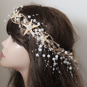 Shell Crown- Bachelor party gifts- Beach Bridal Headband- Beach Wedding Hair accessory- Mermaid Hairpiece- Seashell Tiara- flower girl crown