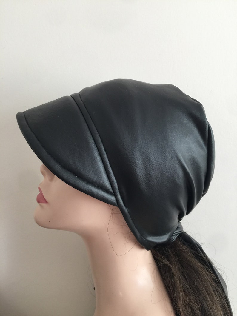 Sun Visor Cap With Ties Pu Leather Hair Bandana brim Visor Etsy