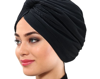 turban women hat- Fashion Turban Cap -Bohemian Black Turban- twist hat- chemo head scarf- full head wrap- headcovering headband