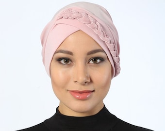 Blush Pink Turban, Turban Headwrap,Fashion Turban Cap,Braided Ruffle Turban -Turban Headband /Bohemian Blush Turban Hat