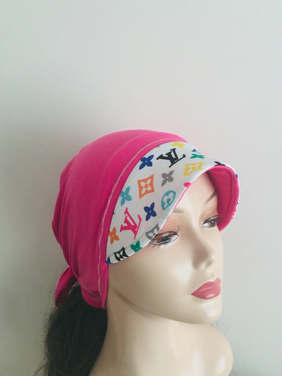 Hot Pink Hair Bandana Sun Visor Cap with Ties Beach Hat | Etsy