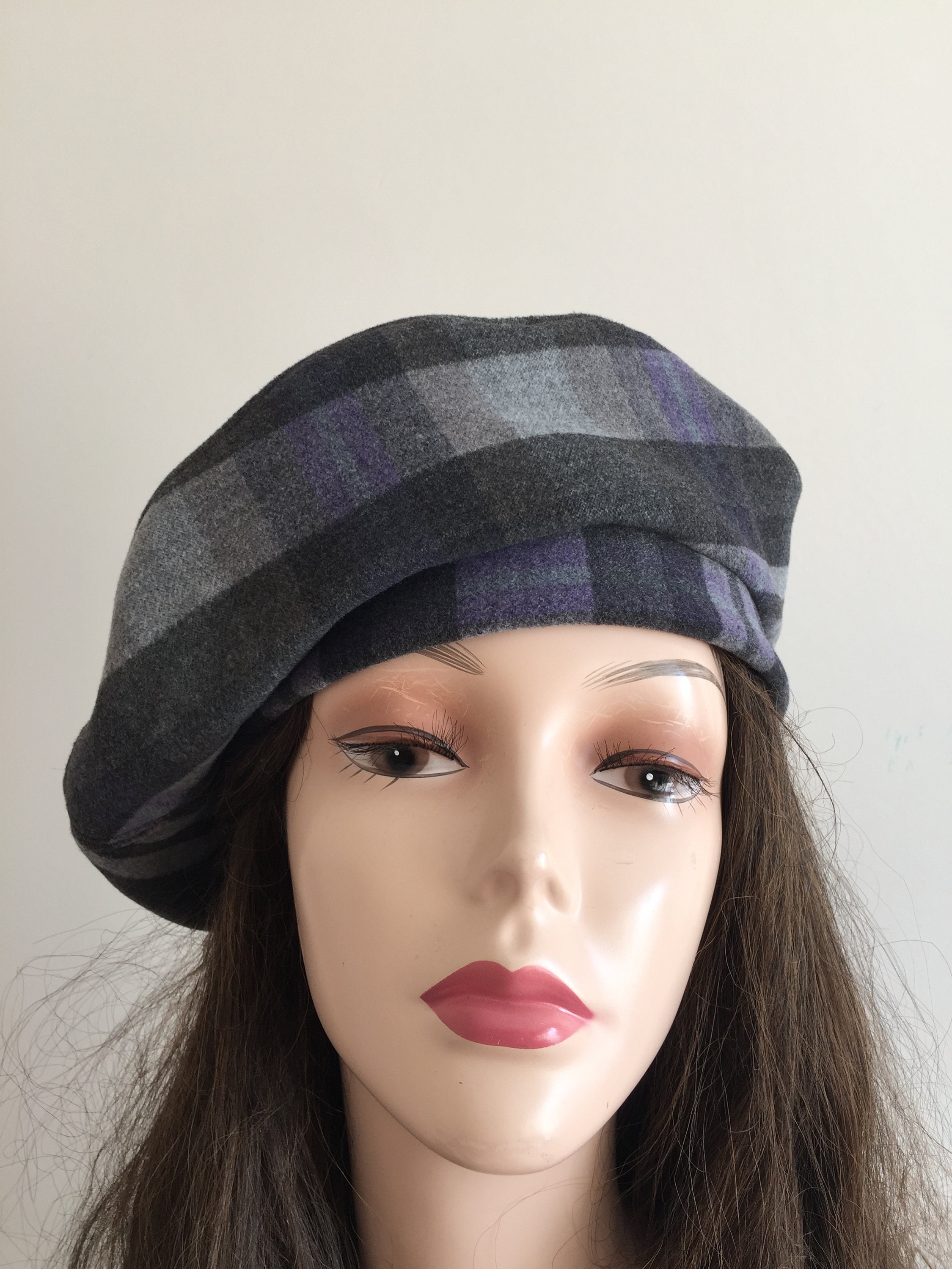 Sombrero a cuadros en gris gris para la - Etsy España