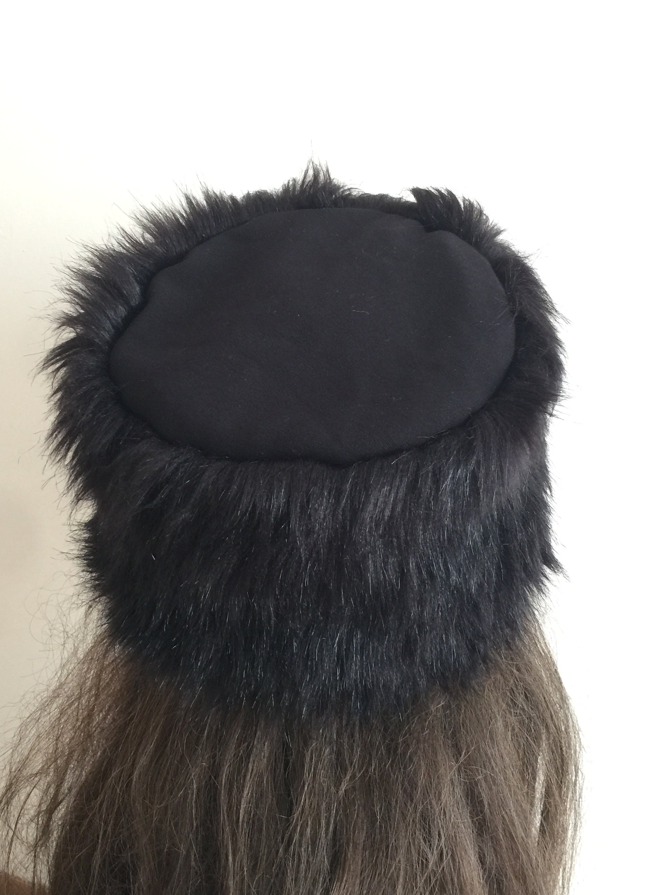 Black Fur Pillbox Hat Vintage Style Russian Cossack Women Etsy