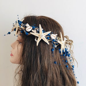 Mermaid Costume Girl -Beach Bridal crown -Blue Mermaid Crown -Cosplay -Starfish Crown -Seashell Headband -Hen Party -Quinceañera -Hair Tiara