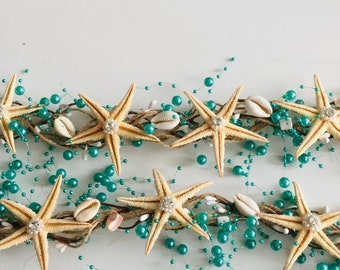 Zeemeermin kroon - strand bruids hoofdband - groenblauw zeemeermin - sirene kostuum - groene parel haaraccessoire - zeemeermin haarstukje - zeeschelp kroon bruids