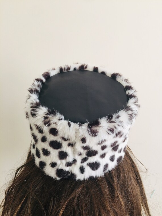 White and Black Dalmatian Spots Beret- Vintage Style Russian 