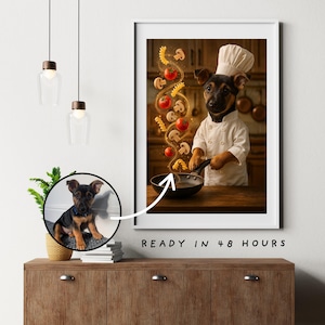 Custom Pet Portrait – “Magical Chef” | Funny Gift for Foodies & Chefs | Kitchen Decor | Dog, Cat, Rabbit Art | Digital Download in 48h