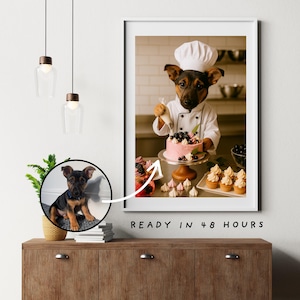 Custom Pet Portrait – “Pastry Chef” | Funny Baking-Themed Art | Gift for Bakers & Dessert Lovers | Cat, Dog, Rabbit | Digital File in 48h
