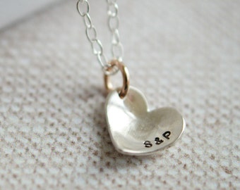 Personalised initials sterling silver heart necklace