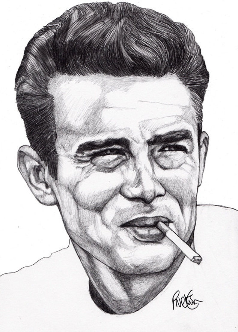 Sale James Dean Original Drawing Art Pencil Illustration Etsy