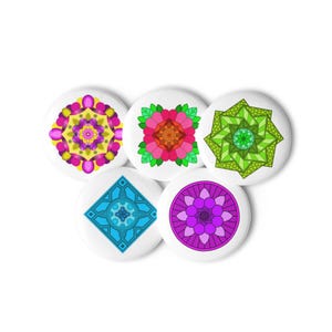 Set of Mandala pin buttons