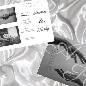 Black and White Wedding Invitation Digital Canva Template Printable Canva Template Instant Download Wedding Invitation in black and white