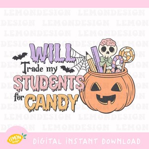 Retro Spooky Teacher Halloween PNG File (Digital Download)