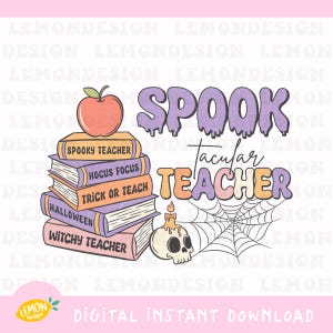Retro Spooky Teacher Halloween PNG File (Digital Download)
