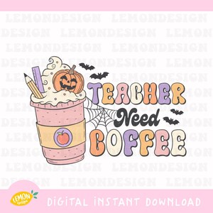 Retro Spooky Teacher Halloween PNG File (Digital Download)