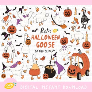 Silly Goose Halloween Clipart PNG Gothic Goose Clipart Cute Goose Sublimation Design Witch Goose Clipart Spooky Goose PNG Instant Download