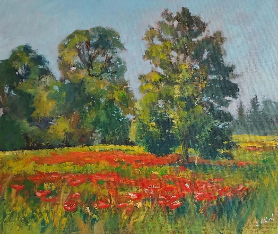 Italian Poppies Original Oil Painting on Board Size 12 X 10 Inches ...