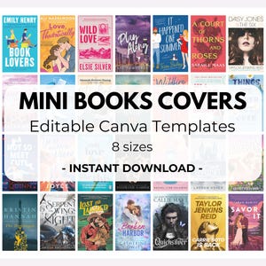 Edytowalne szablony okładek mini książek: naklejki do dziennika do druku (Canva, do pobrania w wersji cyfrowej)