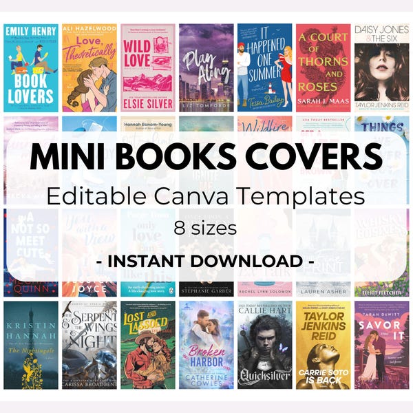Editable Mini Book Cover Templates: Printable Journal Stickers (Canva, Digital Download)