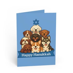 Cartes de voeux pour Hanoucca, Cartes de vœux pour chiots de race de chien, Cadeaux pour la fête juive, Papeterie mignonne pour les amoureux des animaux de compagnie, Cartes de correspondance pour une célébration religieuse,