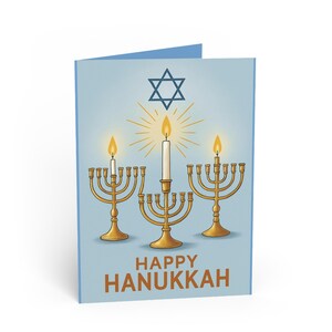 Hanukkah Greeting Cards, Jewish Holiday Stationery, Traditional Festival of Lights Card, Religious Judaica Note Card, Handmade Pop Up