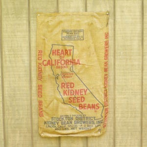 Vintage Heart of California Burlap Bag-34x21