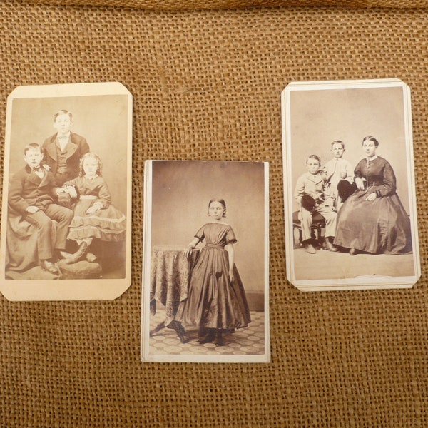 3 Civil War Era Photographs-Victorian Familes