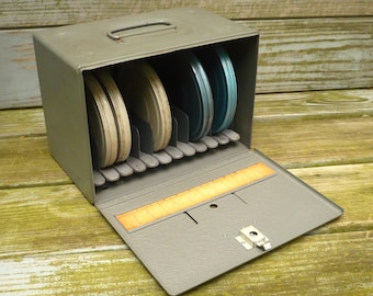 Vintage 8mm Film Case+5 Movie Reel Cans