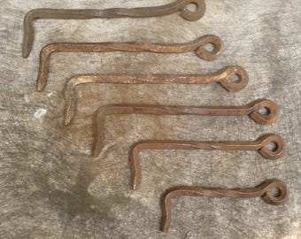 6 Vintage Cast Iron Hooks