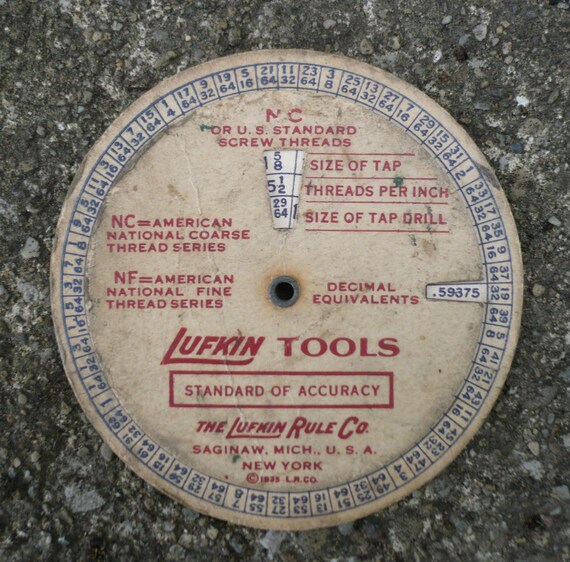 Vintage 1935 Lufkin Tools Measuring Gauge Etsy
