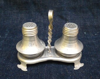 Vintage Aluminum and Glass Salt and Pepper Shakers