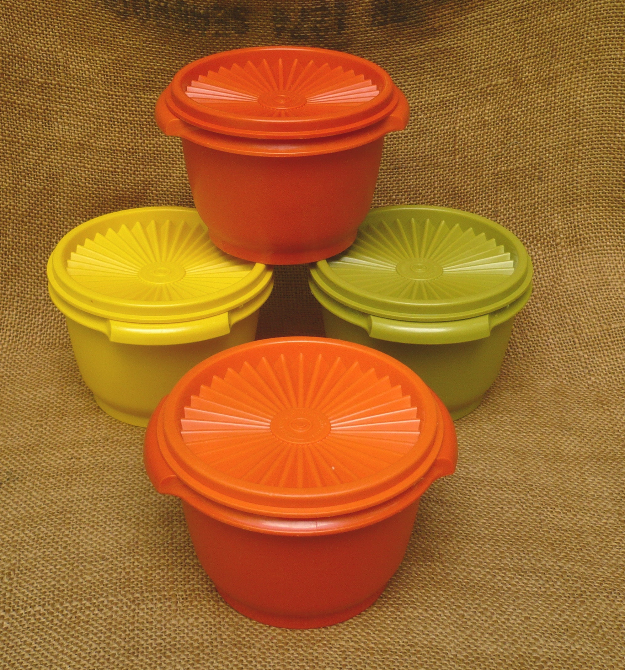Tupperware Vintage Orange Servalier Container Bowl Storage # 886 with Red  Lid 81