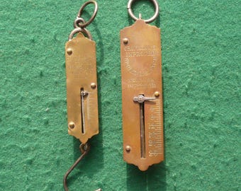 2 Antique Brass Spring Scales-BOTH for One Price