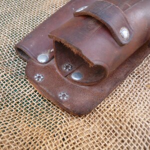 Leather Hammer Holder – Brown Tool Pouch – Round Holster For Scaffold Tool Belt