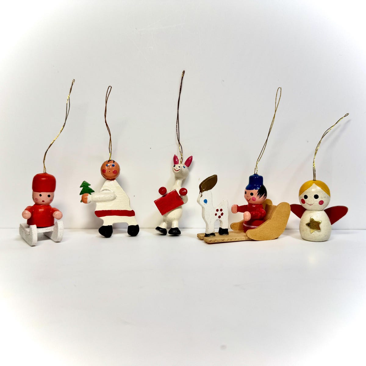 Vintage Wooden Christmas Ornaments • Set of 5 • Angel • Nostalgic Tree Decorations - Etsy