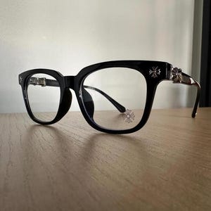 Black Vigilante Square Framed Glasses with Silver Accents