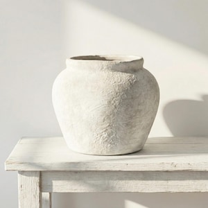 Vit texturerad keramikvas | Wabi Sabi stengods, mjuk neutral heminredningsdekor