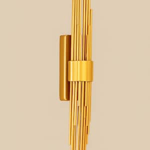 Luxury Brass Wall Sconce | Modern Gold Metal Wall Light | Vertical Rod Art Deco Lighting | Glam Statement Wall Fixture