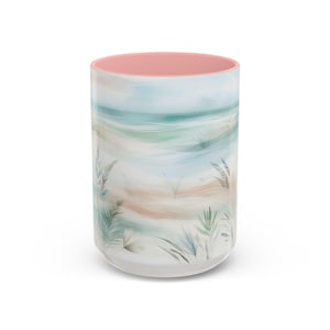 Mug, Soft Watercolor Beach and Seagrass Mug - Ocean Lover Gift, Coastal Kitchen Decor, Beach House Mug, Unique Gift for Her, Nautical Coffee
