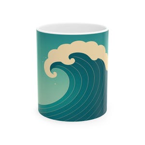 Ocean Wave Ceramic Mug for Coffee or Tea Lovers, Perfect Gift for Beach Lovers, Surfing Enthusiasts, Ocean Decor, Summer-mug