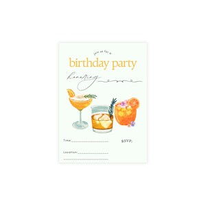 Gedrukte cocktailverjaardagsuitnodiging| Inclusief enveloppen| Aquarel Margarita & Whisky Design| Set uitnodigingsfeestjes voor volwassenen