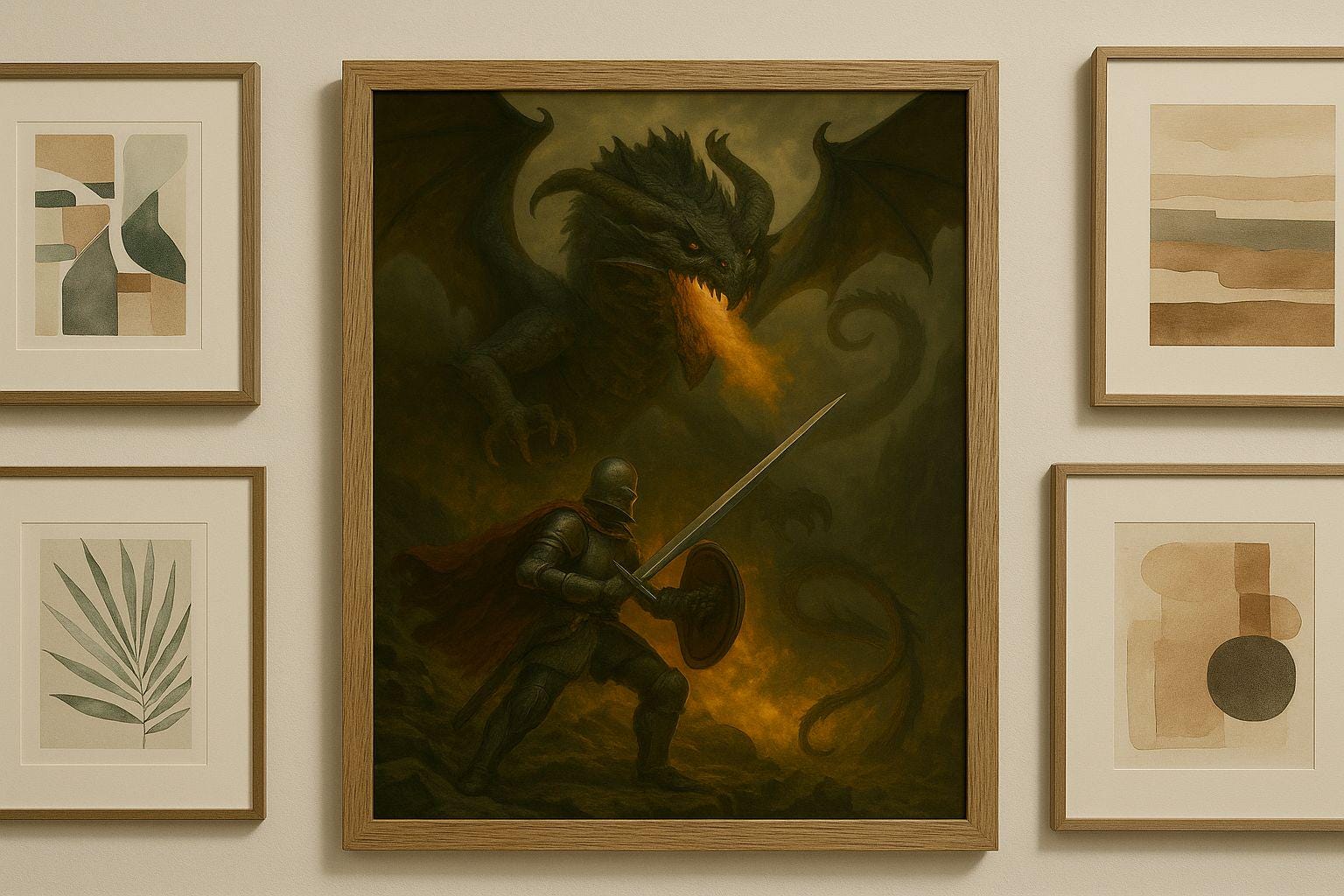 Dragon Vs Knight Epic Battle | Medieval Fantasy Wall Art | Digital ...