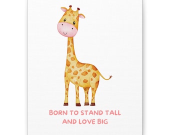 Impresión en lienzo de jirafa caprichosa, arte de pared para guardería, decoración de habitación infantil, decoración inspiradora para el hogar, regalo para baby shower, arte para sala de juegos
