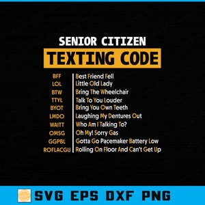 Lustiger Senior Texting Code SVG: Ruhestand Humor Geschenk (Digitaler Download