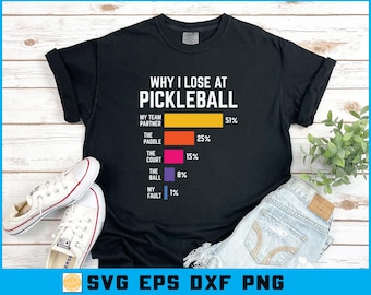 Funny Pickleball Saying SVG: Why I Lose - Cricut & Sublimation (Digital Download)