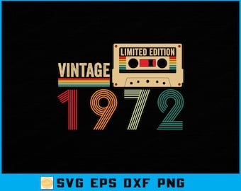 Vintage 1972 50th Birthday SVG: Retro Cut File (Digital Download)