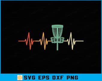 Vintage Disc Golf Heartbeat SVG: Retro Golfer Shirt Design (Digital Download